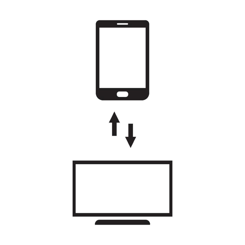 överföra mobiltelefon data till bärbar dator ikon logotyp vektor design