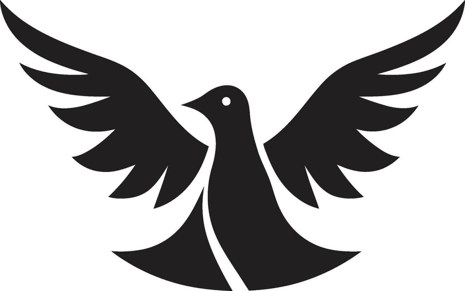 schwarz Taube Vektor Logo mit Olive Ast ein Symbol von Frieden und Harmonie schwarz Taube Vektor Logo mit Herz ein Symbol von Liebe und Barmherzigkeit