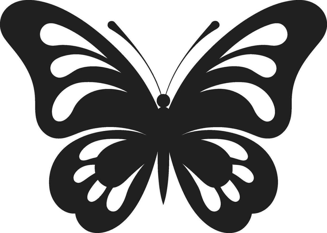 einfarbig Pracht schwarz Schmetterling Logo Flügel von Einfachheit schwarz Schmetterling Kennzeichen vektor