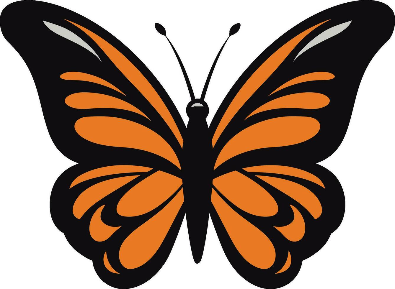 geflügelt Majestät schwarz Schmetterling Emblem elegant Schmetterling Symbol ein Symbol von Freiheit vektor