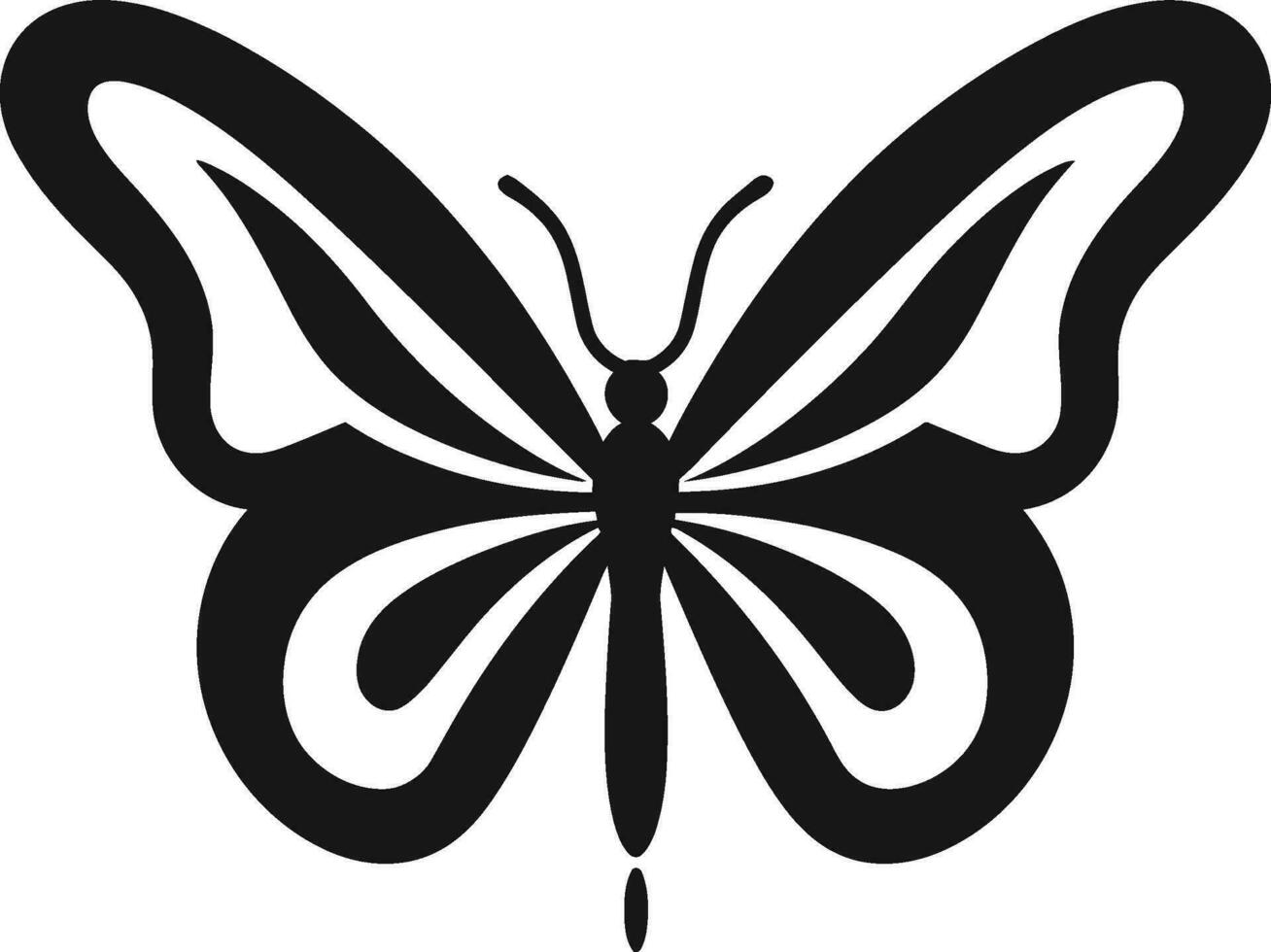 Mystik von das Schmetterling schwarz Vektor Emblem geflügelt Pracht schwarz Schmetterling Symbol