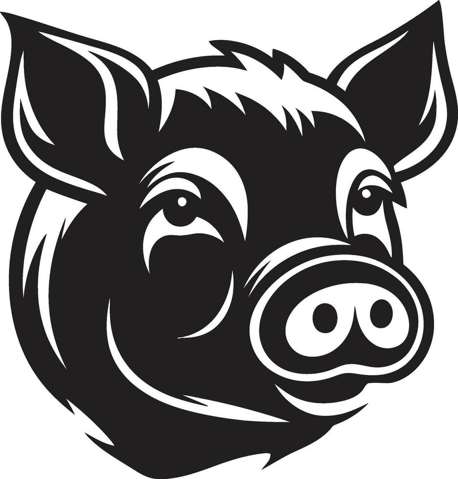 Fett gedruckt schwarz Schwein Vektor minimalistisch Schwein Gesicht Symbol