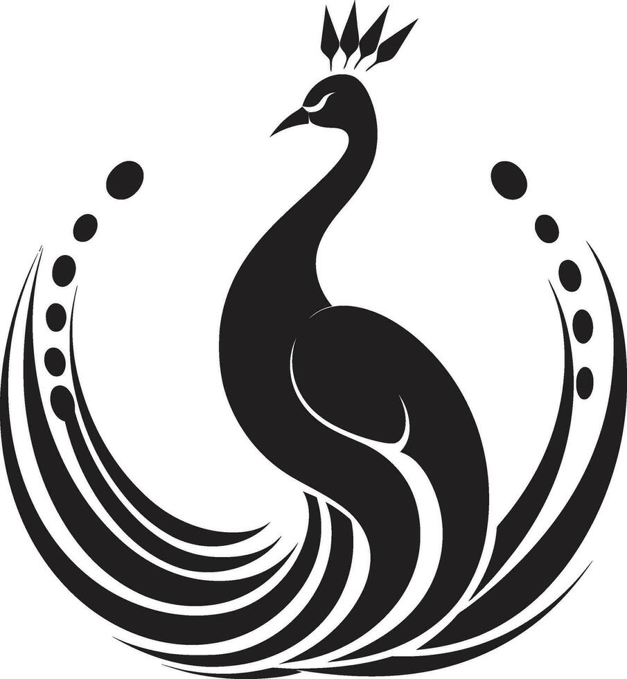 elegant Gelassenheit schwarz Pfau Symbol Profil geformt Pracht enthüllt Vektor Pfau Heraldik
