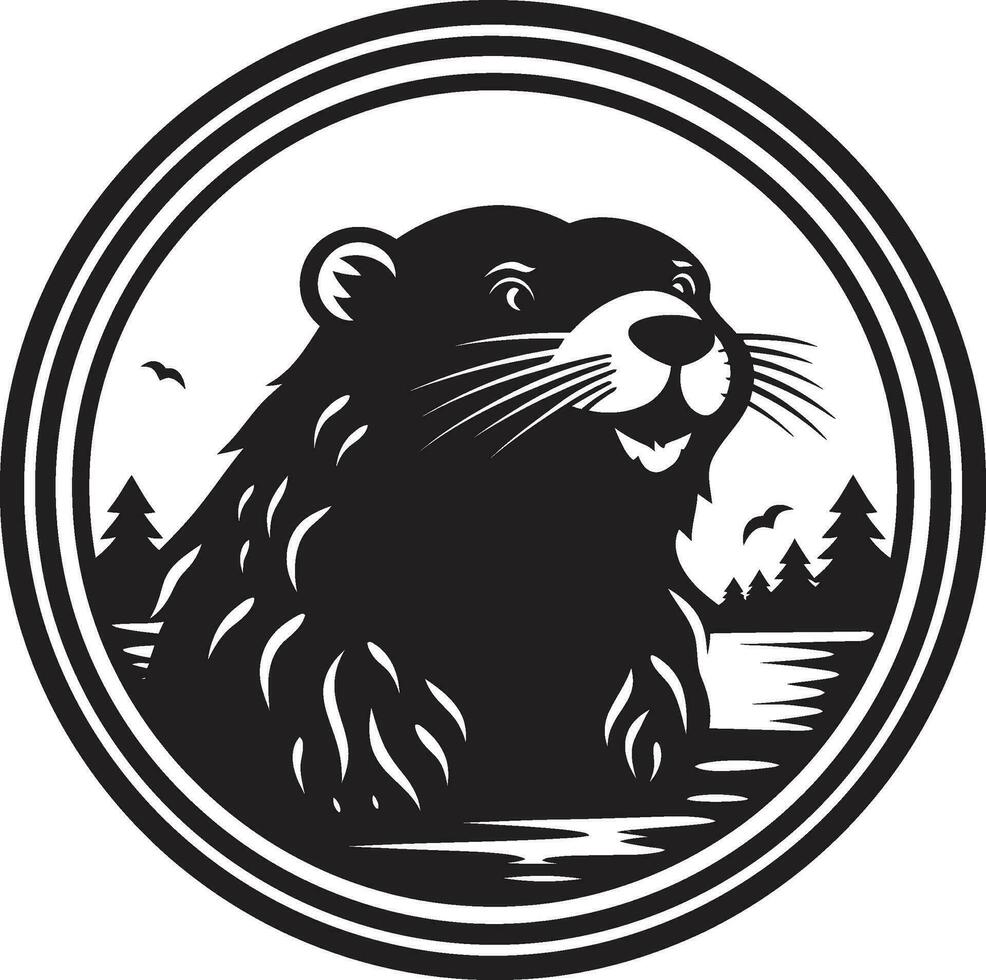 Biber Dynastie heraldisch Kennzeichen Fett gedruckt schwarz Biber Emblem vektor