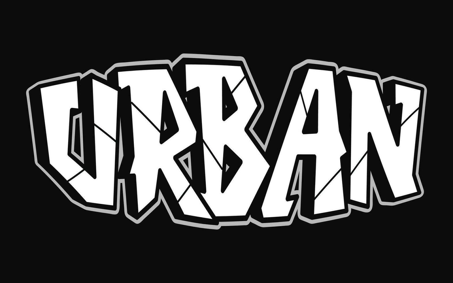 urban - enda ord, brev graffiti stil. vektor hand dragen logotyp. rolig Häftigt trippy ord urban, mode, graffiti stil skriva ut t-shirt, affisch begrepp