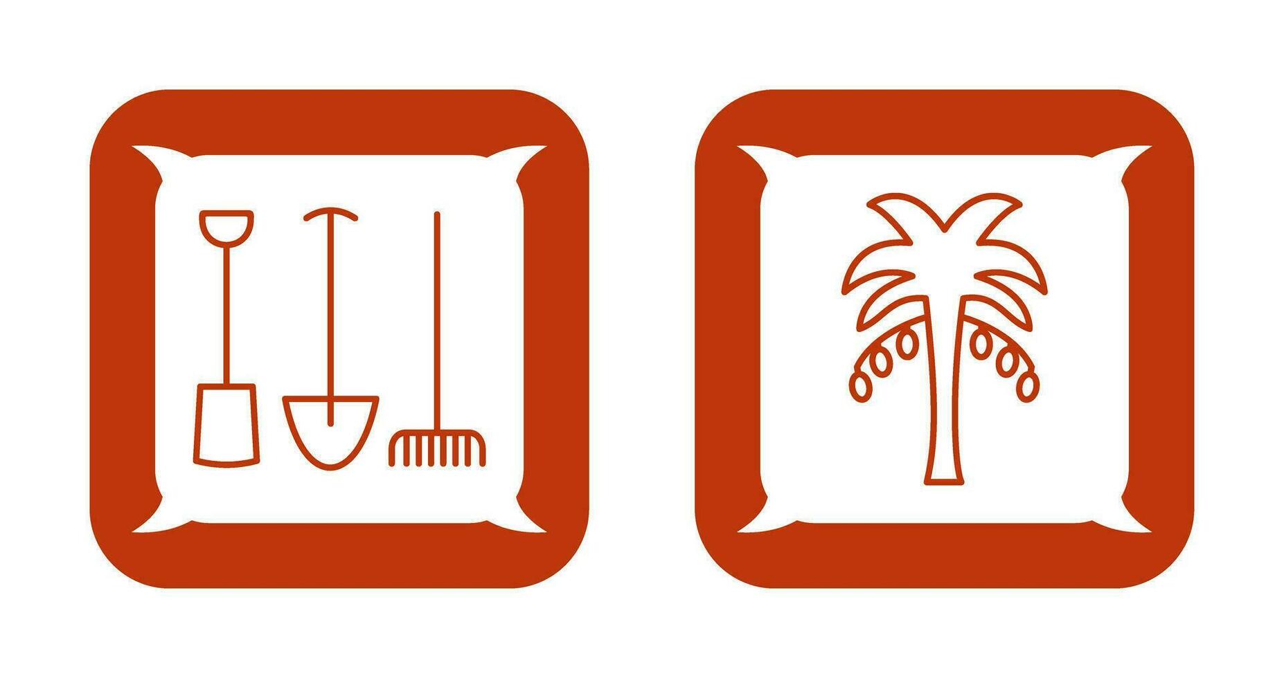 Gartenarbeit Werkzeuge und Palme Baum Symbol vektor