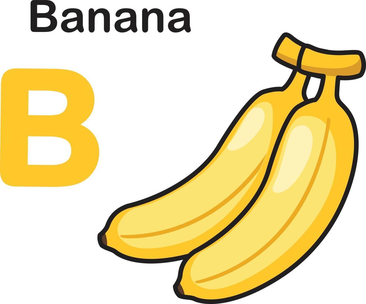 Alphabet Buchstabe b-Banane-Vektor-Illustration vektor