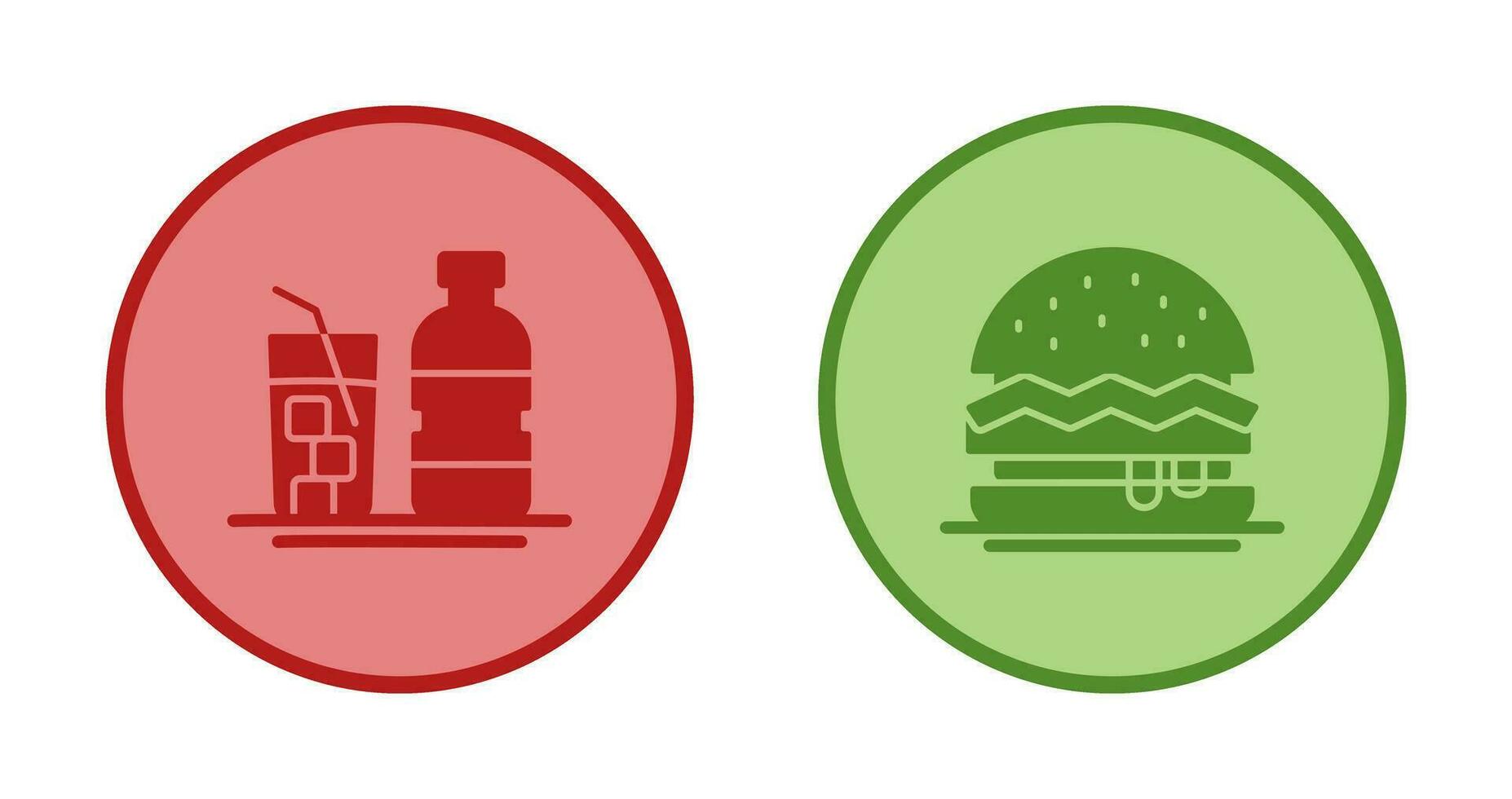 mineral vatten och hamburgare ikon vektor