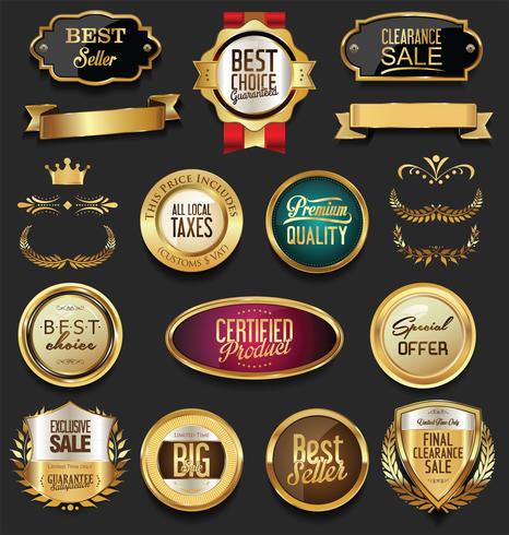 Luxus-Premium-Goldene Abzeichen und Etiketten vektor
