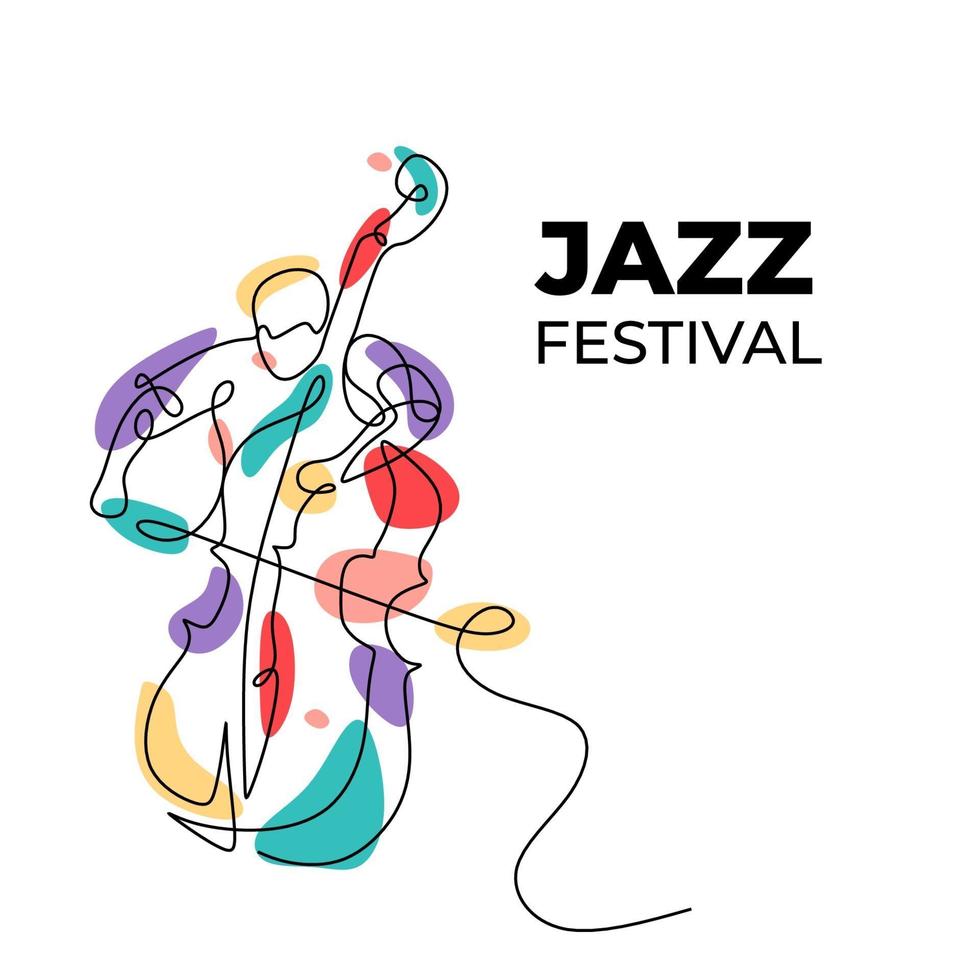 jazzmusikfestivalbanner med en man som spelar cello vektor