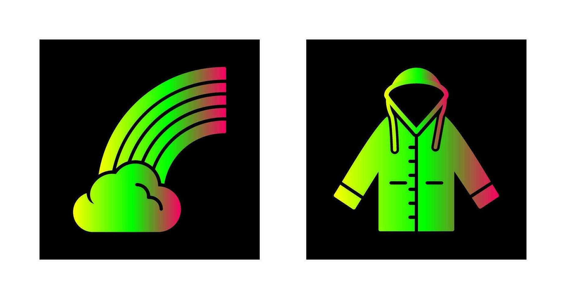 regnbåge och regnkappa ikon vektor