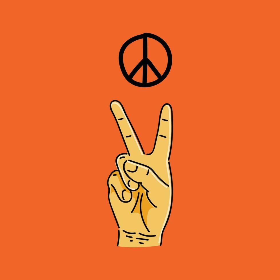 hand fred tecken logotyp vektor illustration design i orange bakgrund
