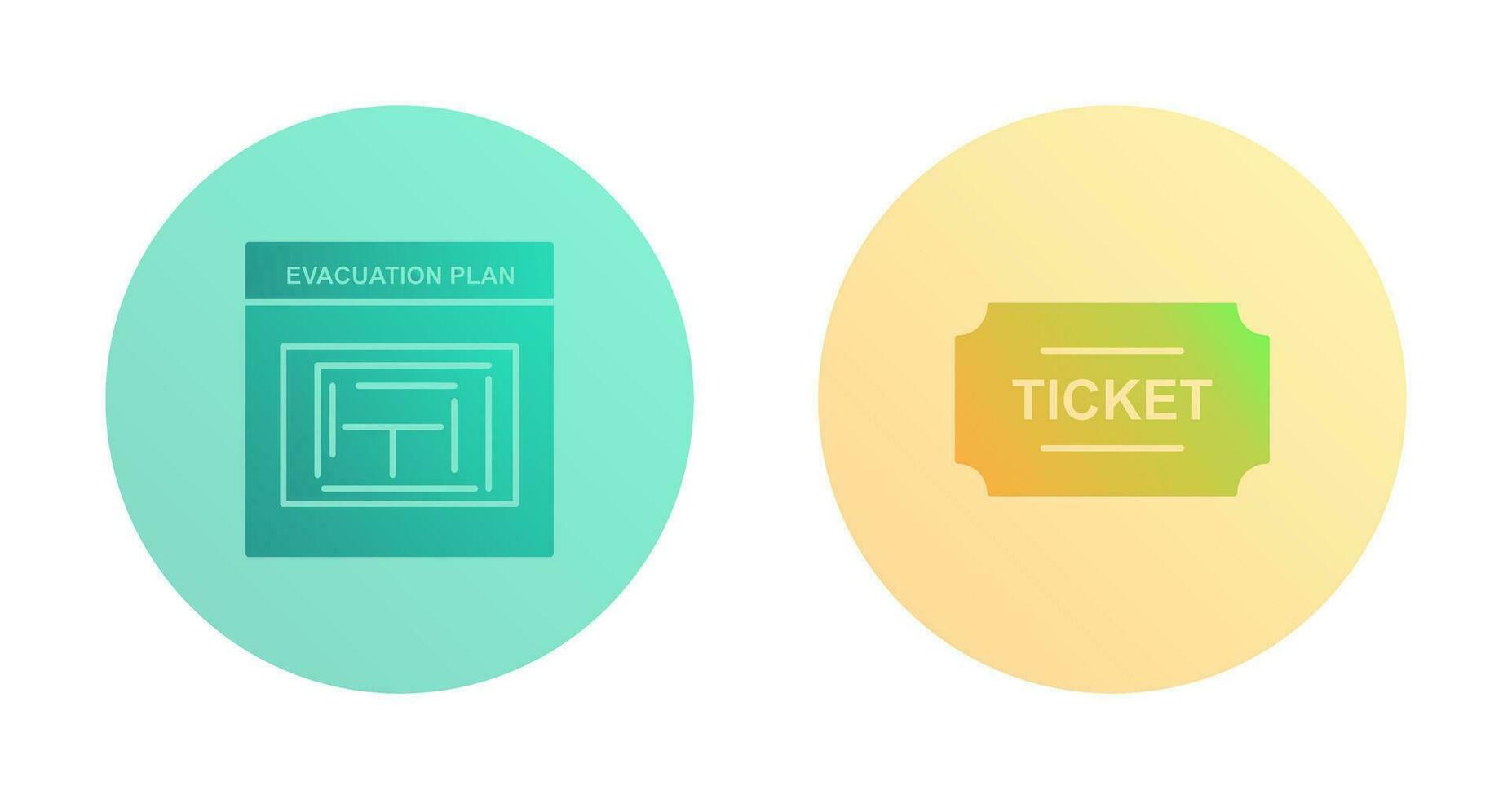 evakuering planen och biljetter ikon vektor