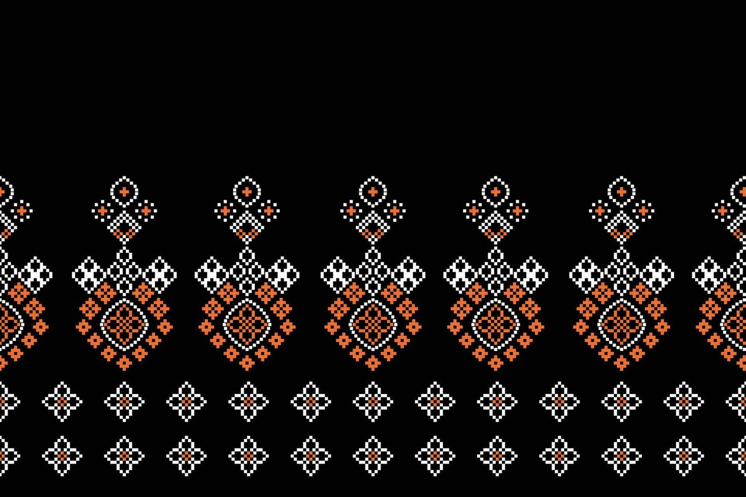 etnisk geometrisk tyg mönster korsa stitch.ikat broderi etnisk orientalisk pixel mönster svart bakgrund. abstrakt, vektor, illustration. textur, kläder, ram, dekoration, motiv, siden tapet. vektor