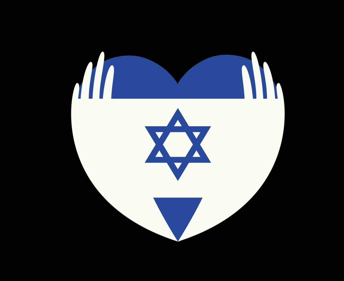 Israel flagga hjärta med händer mitten öst Land ikon vektor illustration abstrakt design element