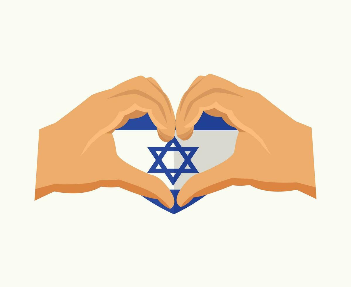Israel flagga emblem hjärta med händer mitten öst Land ikon vektor illustration abstrakt design element