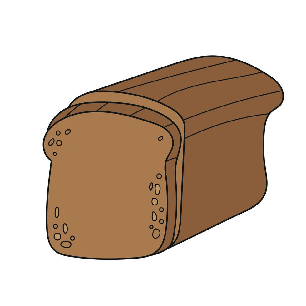 brunt rågbröd tecknad ikon vektor