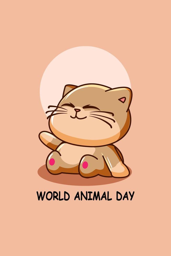 fet katt i världens djurdag tecknad illustration vektor