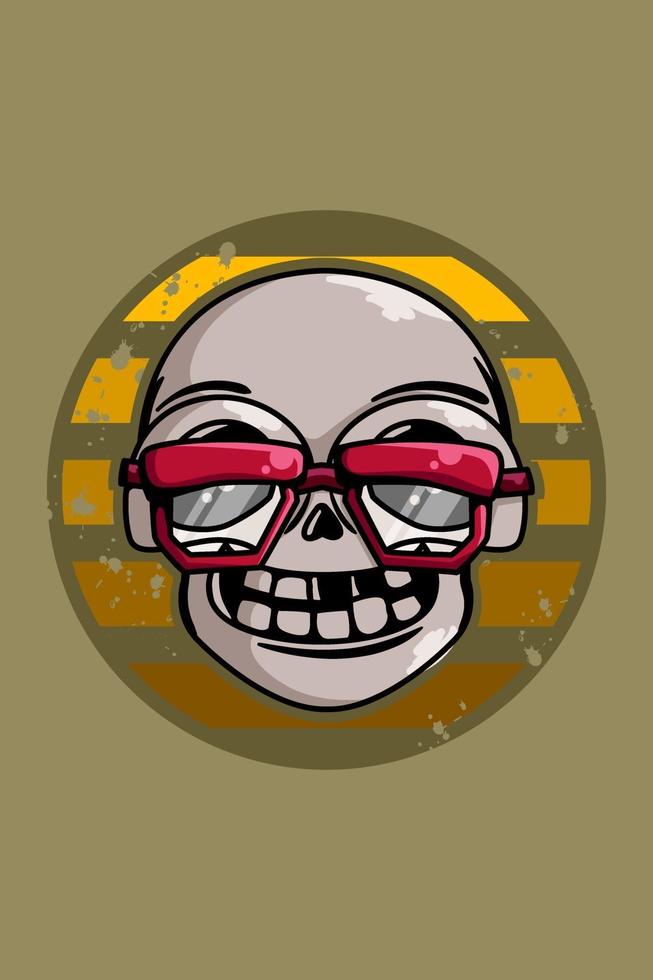 lustiger Totenkopf mit Brille Vintage Illustration vektor