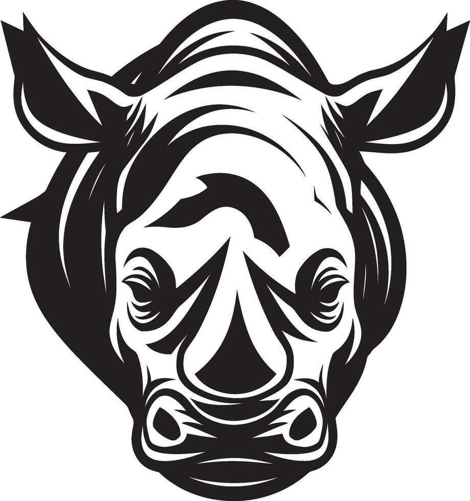 rhinos kunglig serenad svart vektor emblem i melodisk skönhet naturer kör i svart noshörning symboler befallande lugn