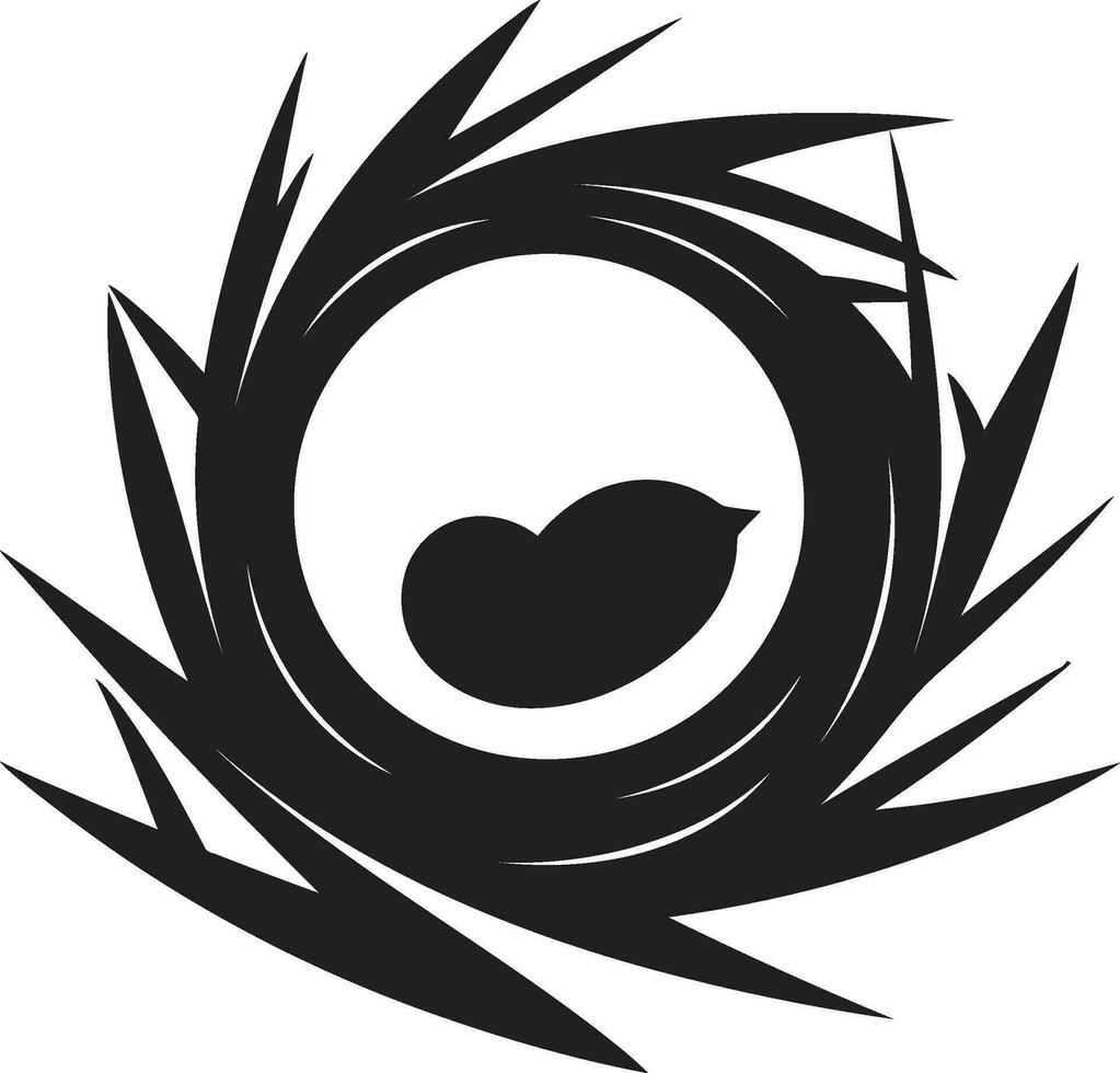 mystisch Aufenthalt im Schatten Vogel Zuflucht Logo monochromatisch Heiligtum Vogel Nest Design vektor