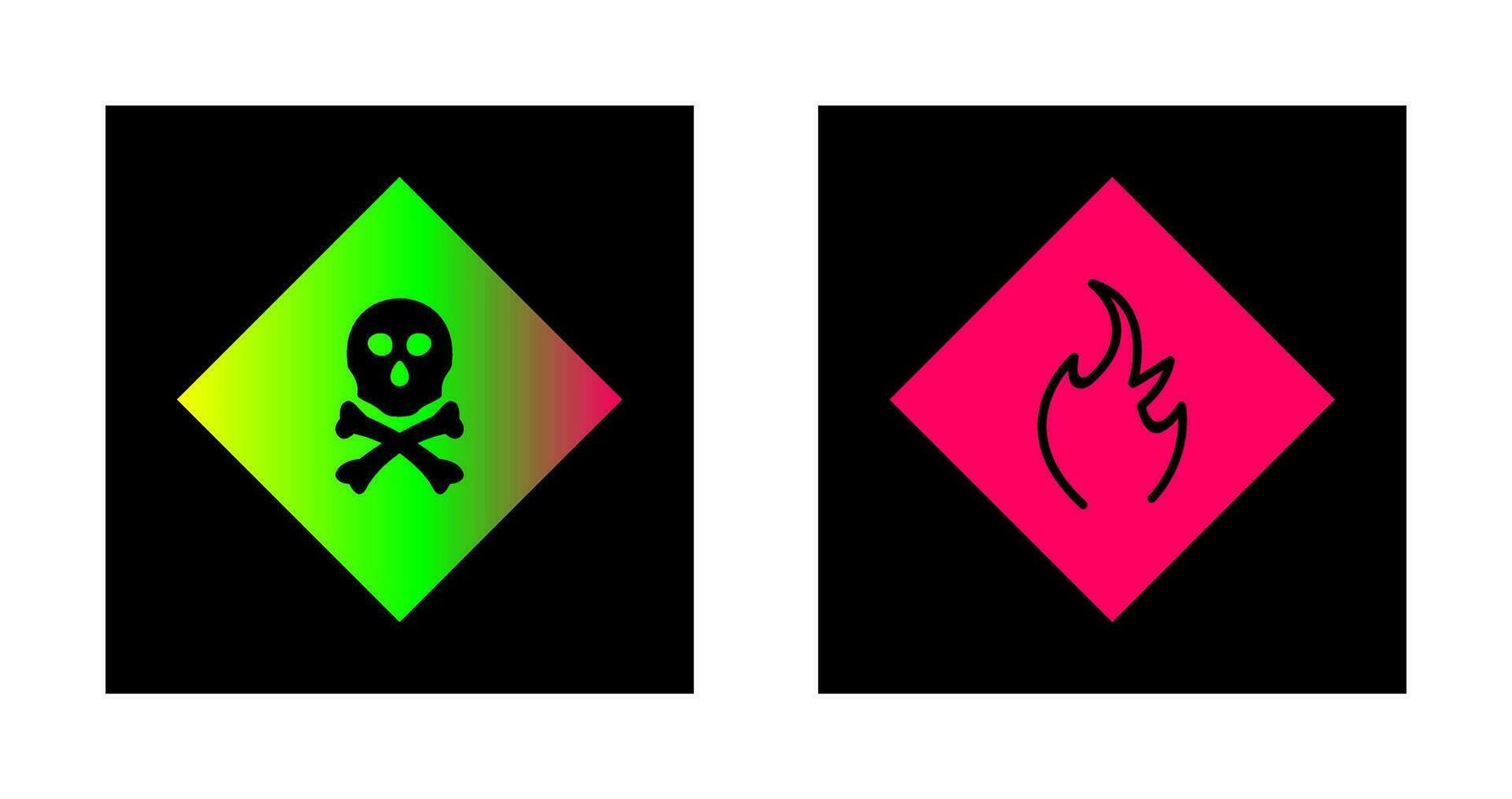 giftig gas och fara av flamma ikon vektor