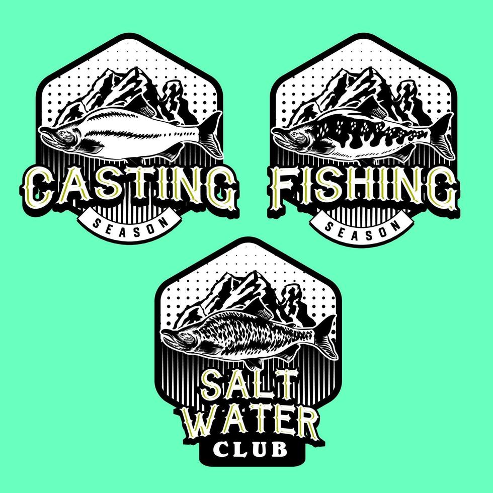 uppsättning vintage fiske klubb emblem vektor