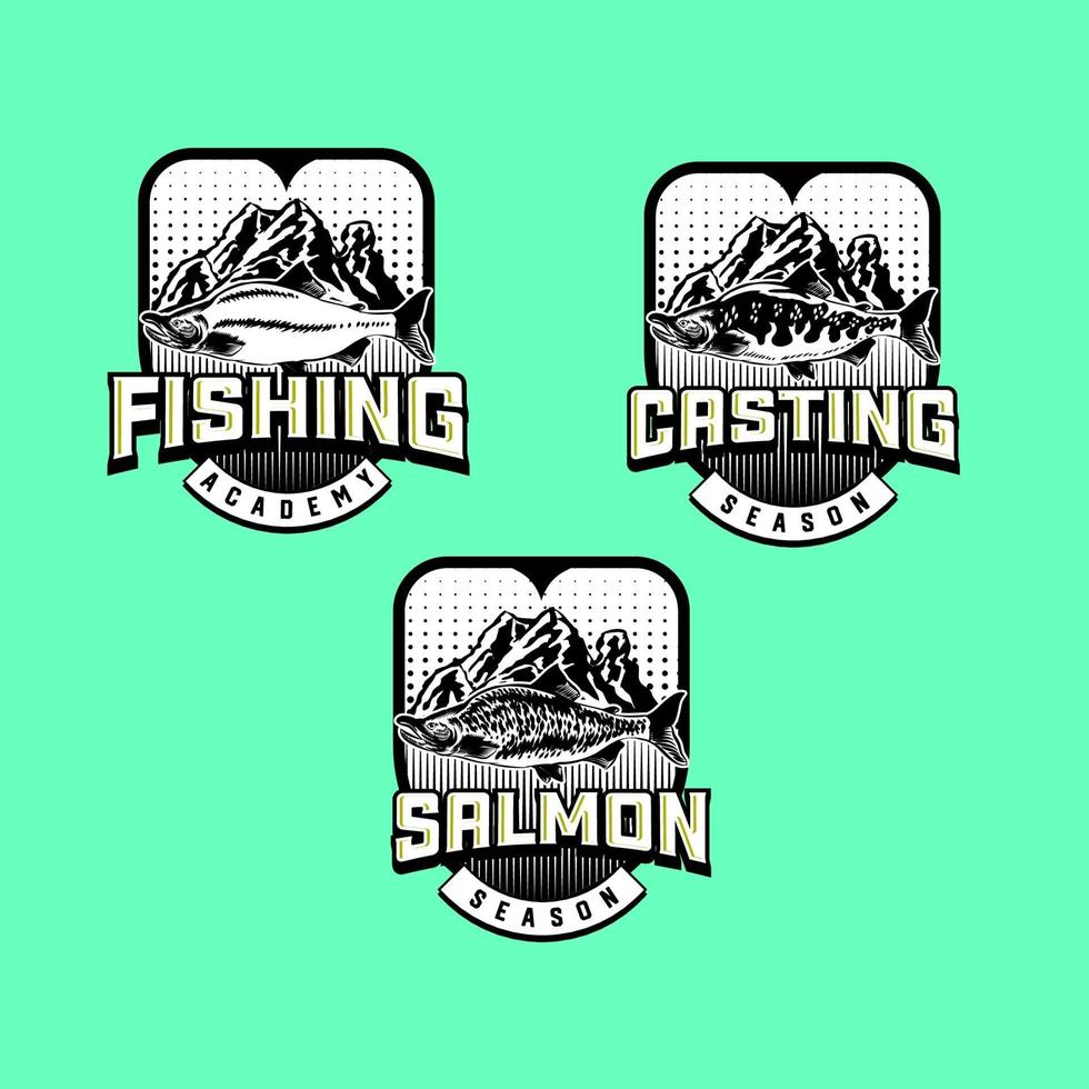uppsättning vintage fiske klubb emblem vektor