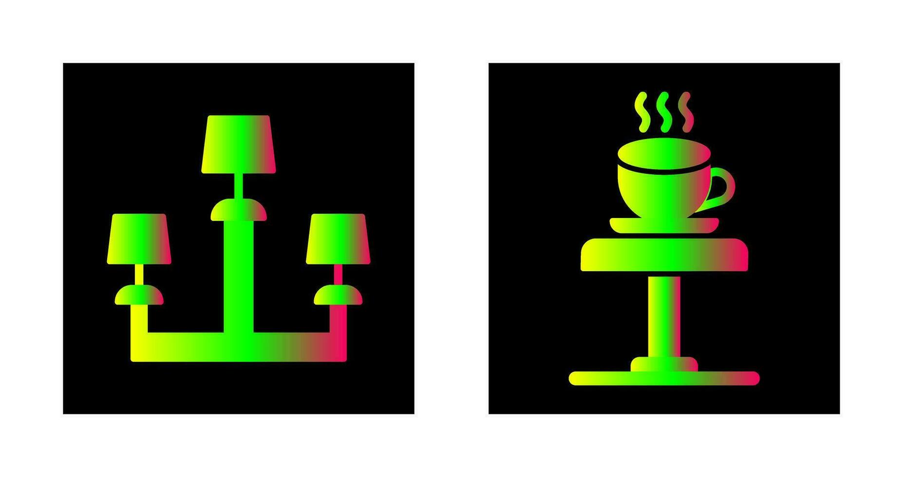 Lampe und Kaffee Tabelle Symbol vektor