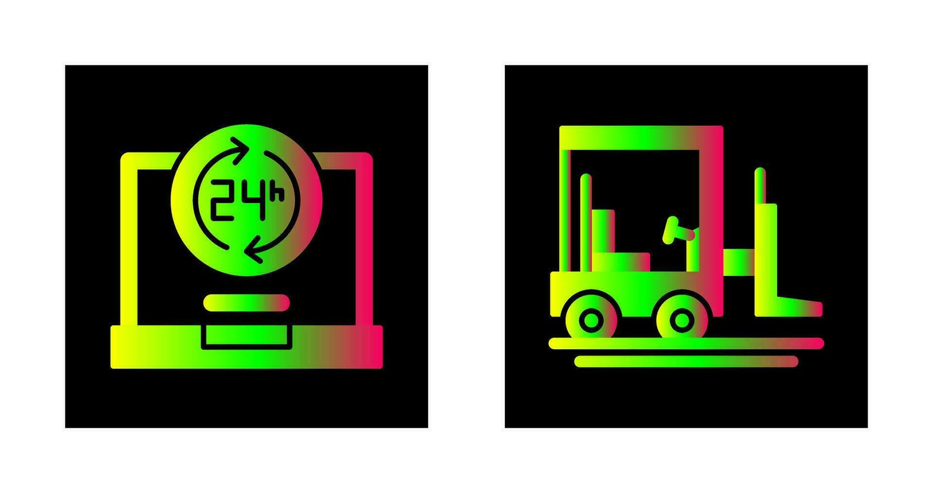 24 Std und Gabelstapler Symbol vektor