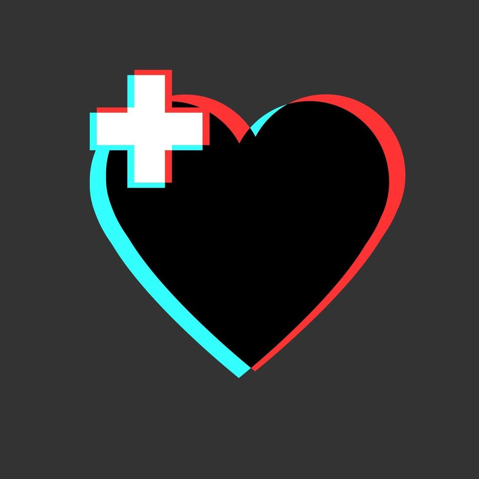 illustration sjukvård ikon, kors i hjärtat vektor
