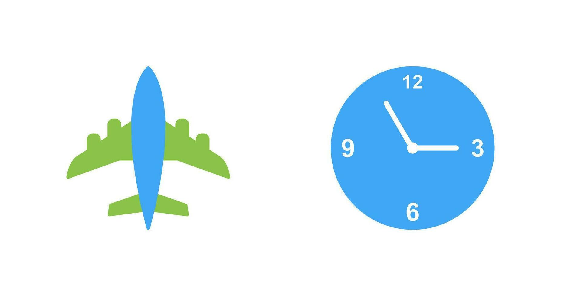 flygplan och tid ikon vektor