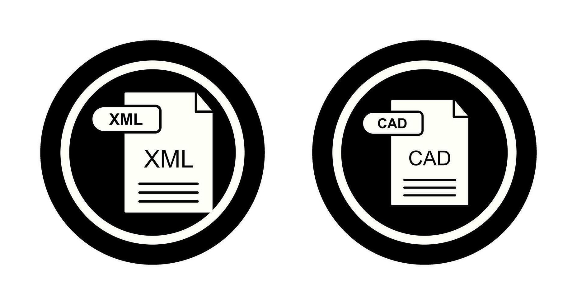 xml och cad ikon vektor