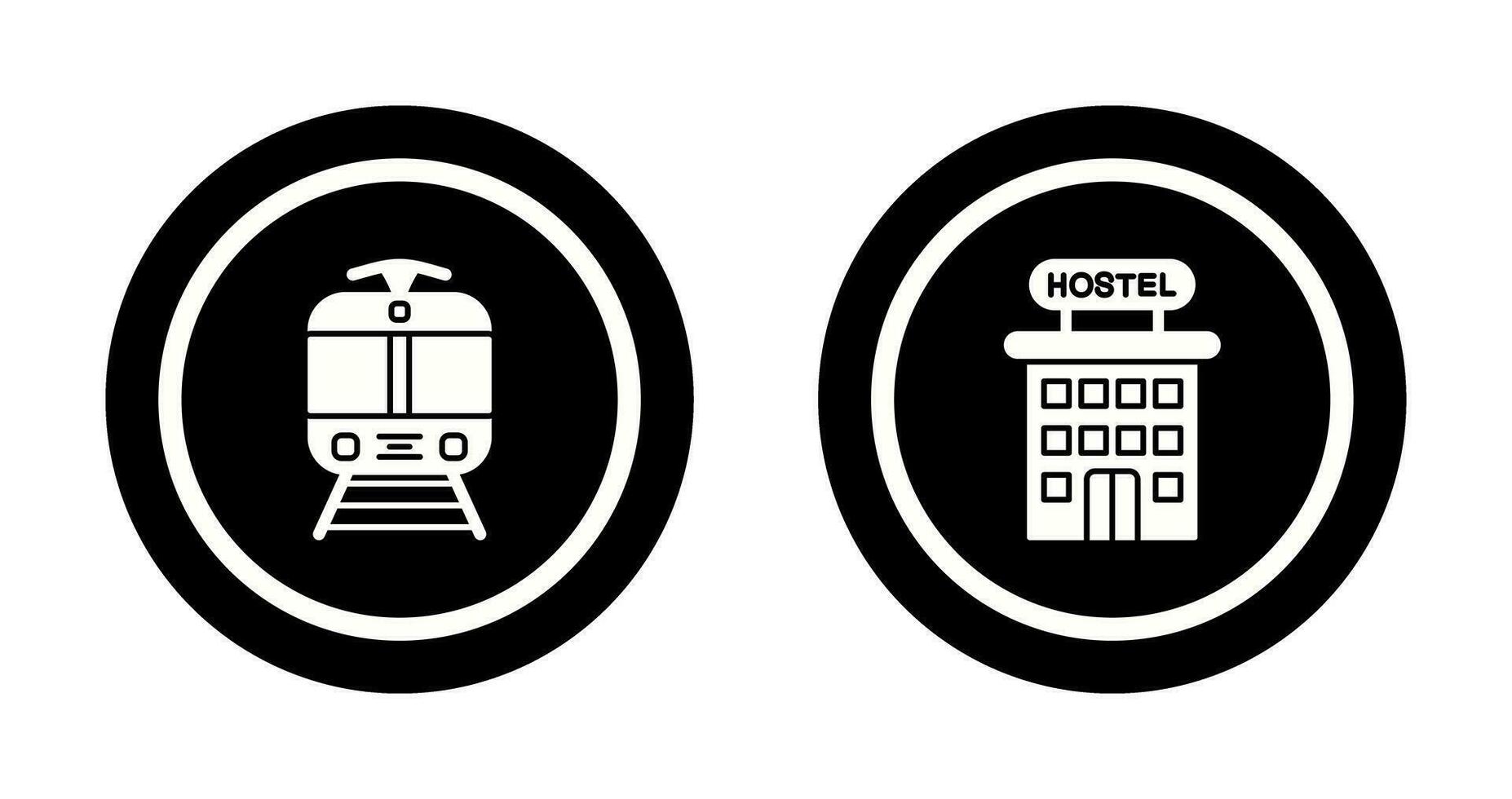 Straßenbahn und Herberge Symbol vektor