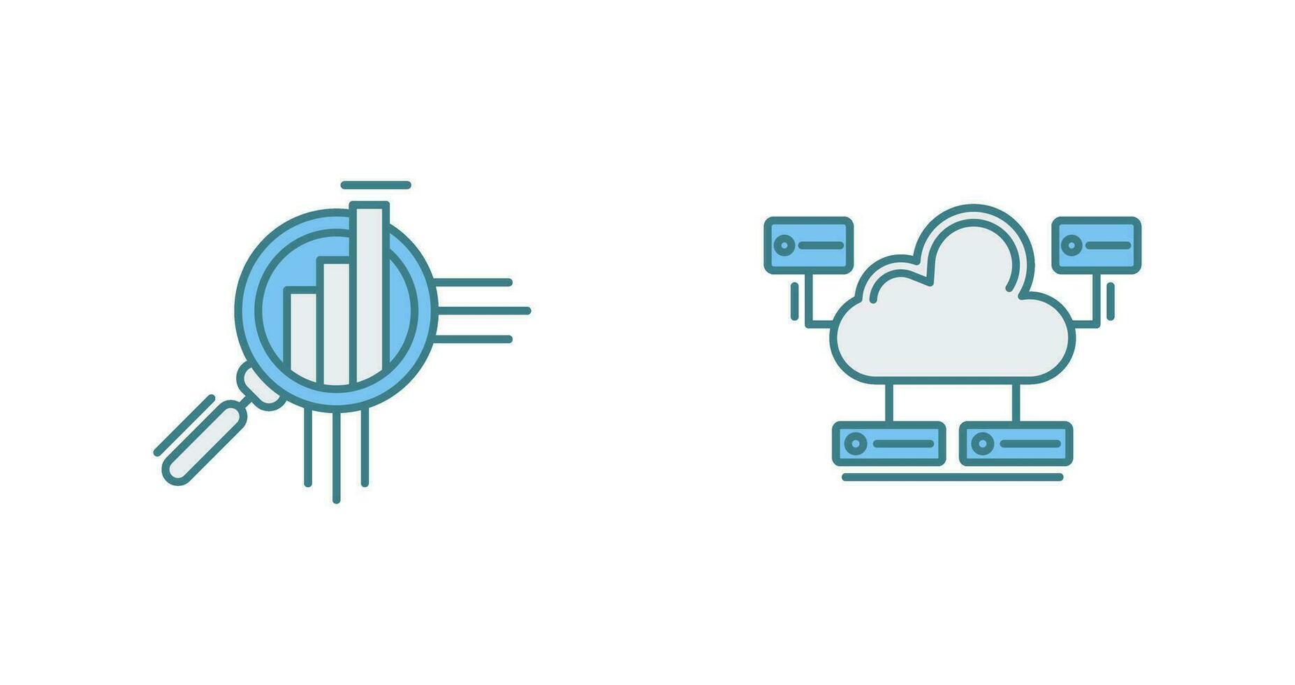 företag analys och moln databas ikon vektor