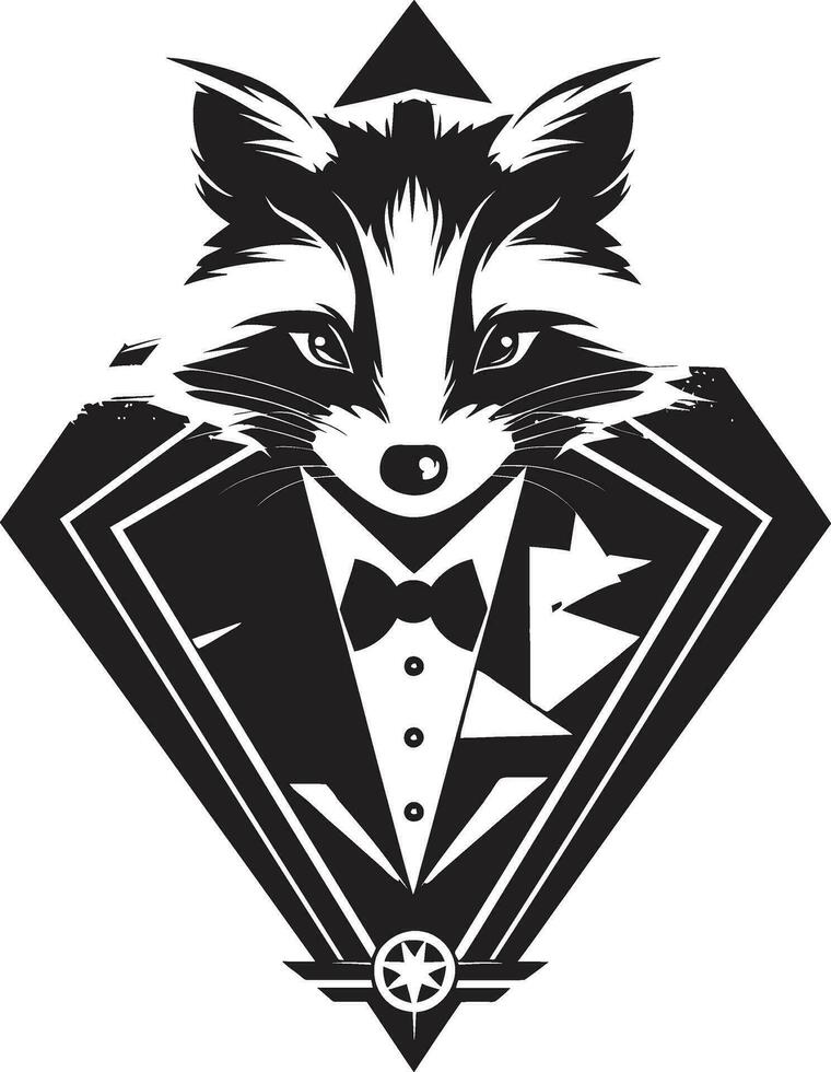 geometrisch schwarz Waschbär Logo anmutig Waschbär Vektor Design