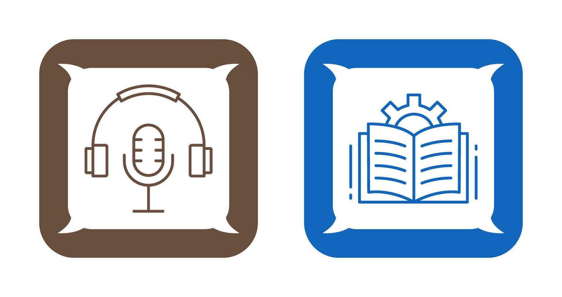 Podcast und öffnen Buch Symbol vektor