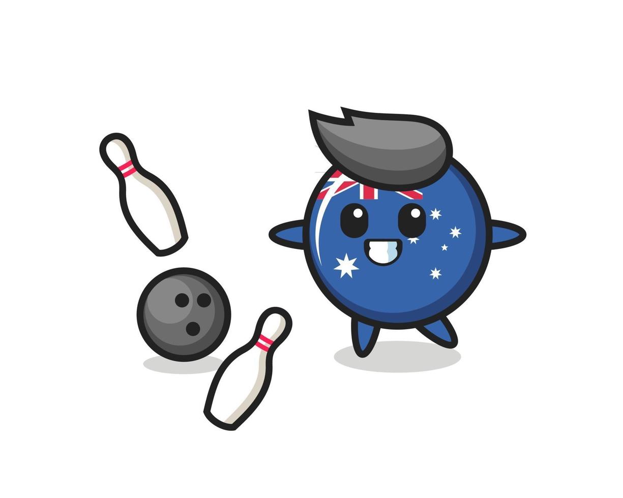 Charakterkarikatur des australischen Flaggenabzeichens spielt Bowling vektor