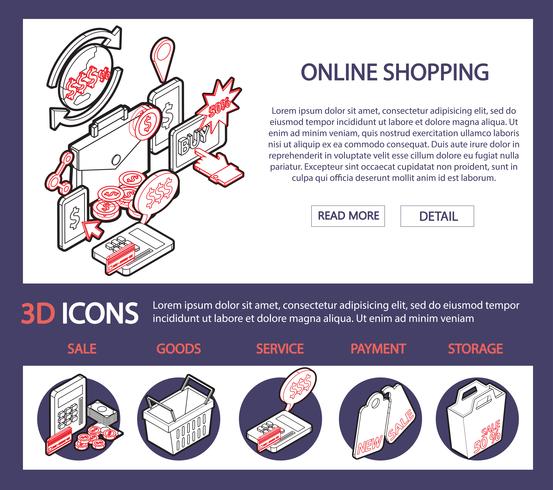 illustration av info grafisk online shopping set koncept vektor