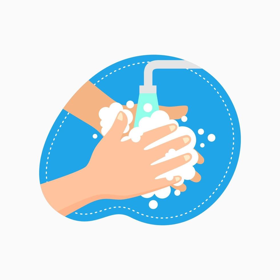 Händewaschen mit Seifenvektorillustration vektor