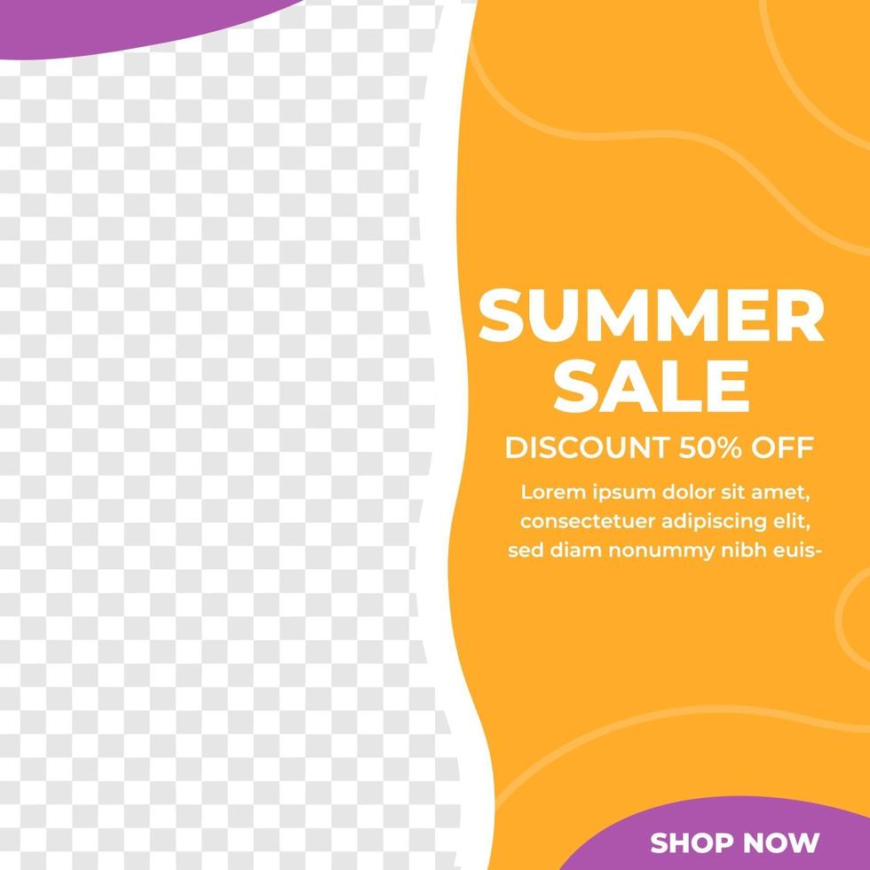 Sommer Sale Rabatt Feed Design Social Media Post Vorlage vektor