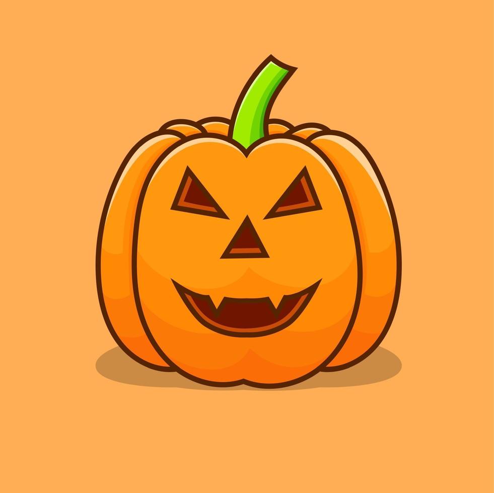 pumpa halloween vektor illustration med orange bakgrund