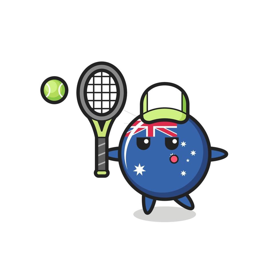 Zeichentrickfigur des australischen Flaggenabzeichens als Tennisspieler vektor
