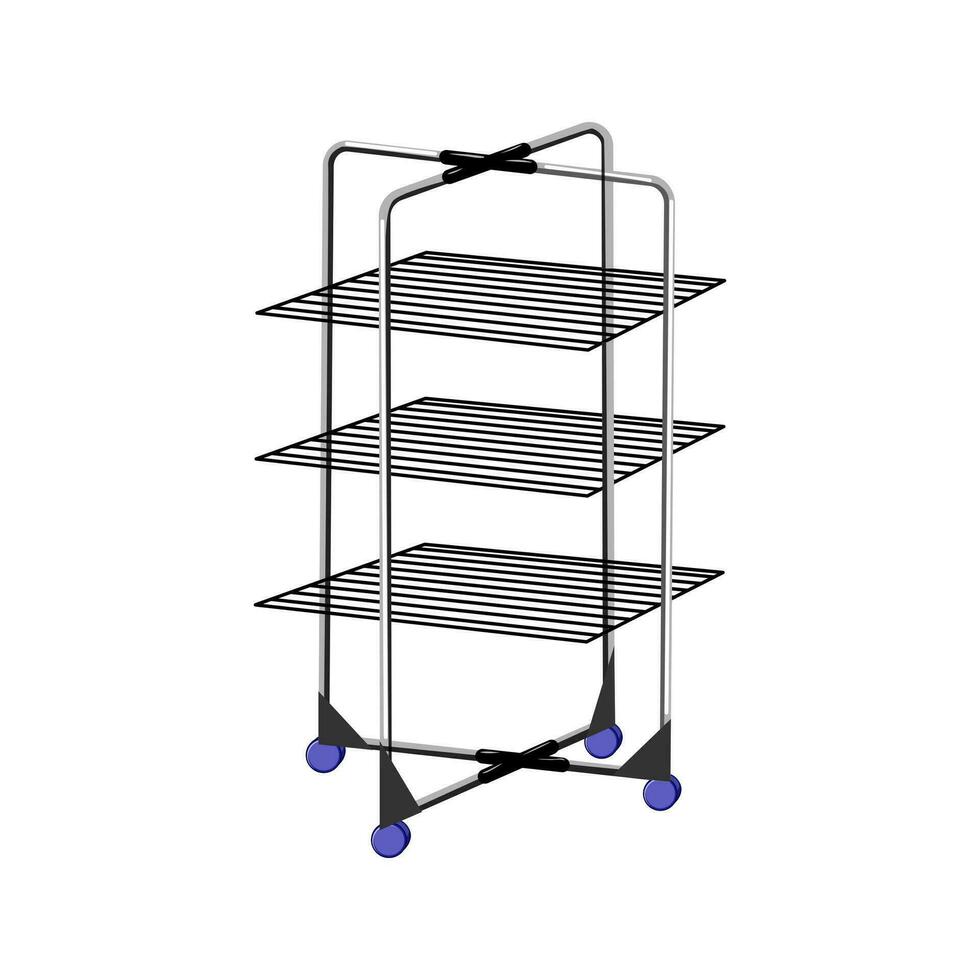 Hem kläder torkning kuggstång tecknad serie vektor illustration