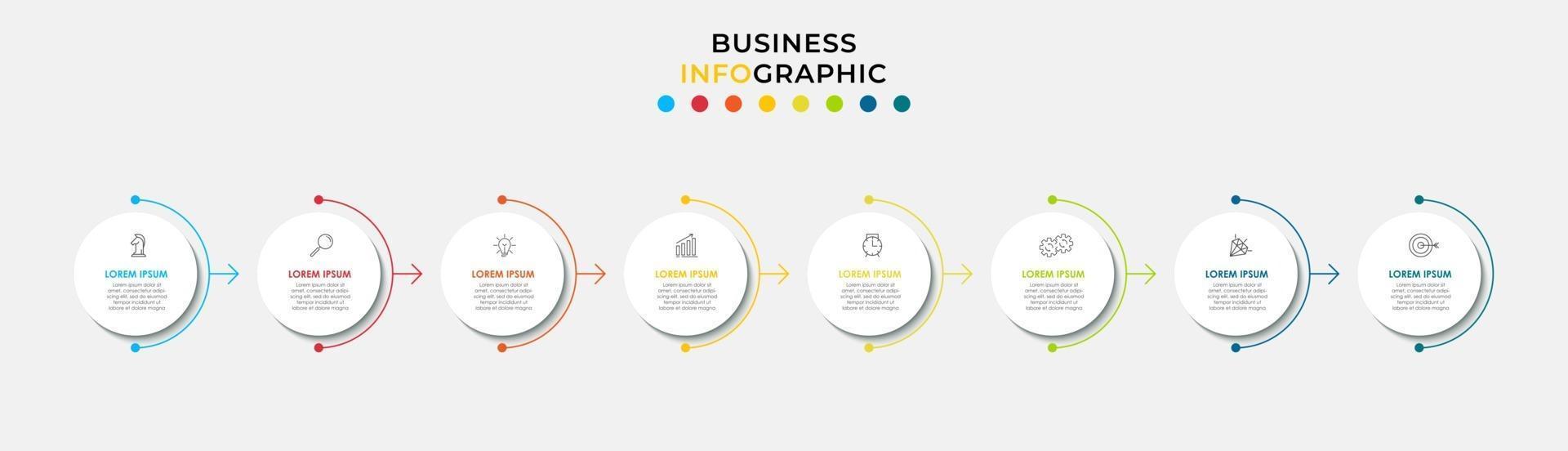 Infografik-Design-Business-Vorlage mit Symbolen und 8 Optionen oder Schritten vektor