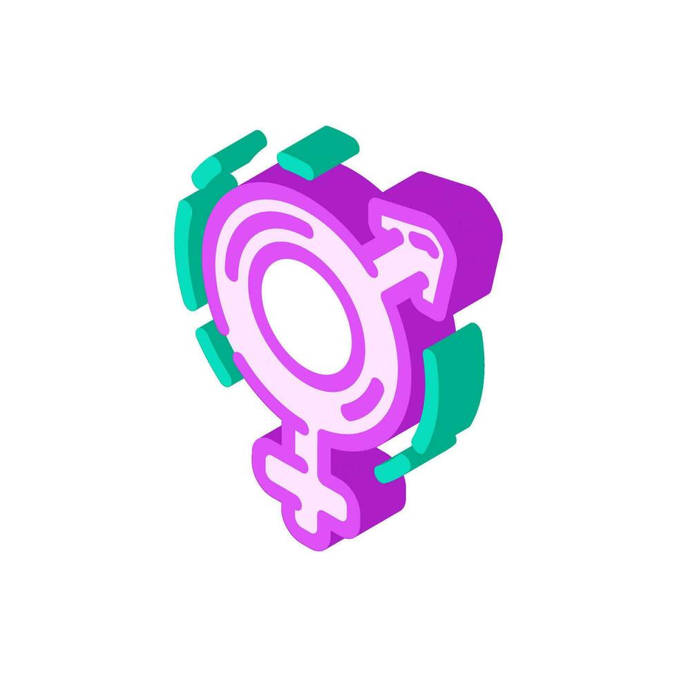 Geschlecht Gleichberechtigung Feminismus Frau isometrisch Symbol Vektor Illustration