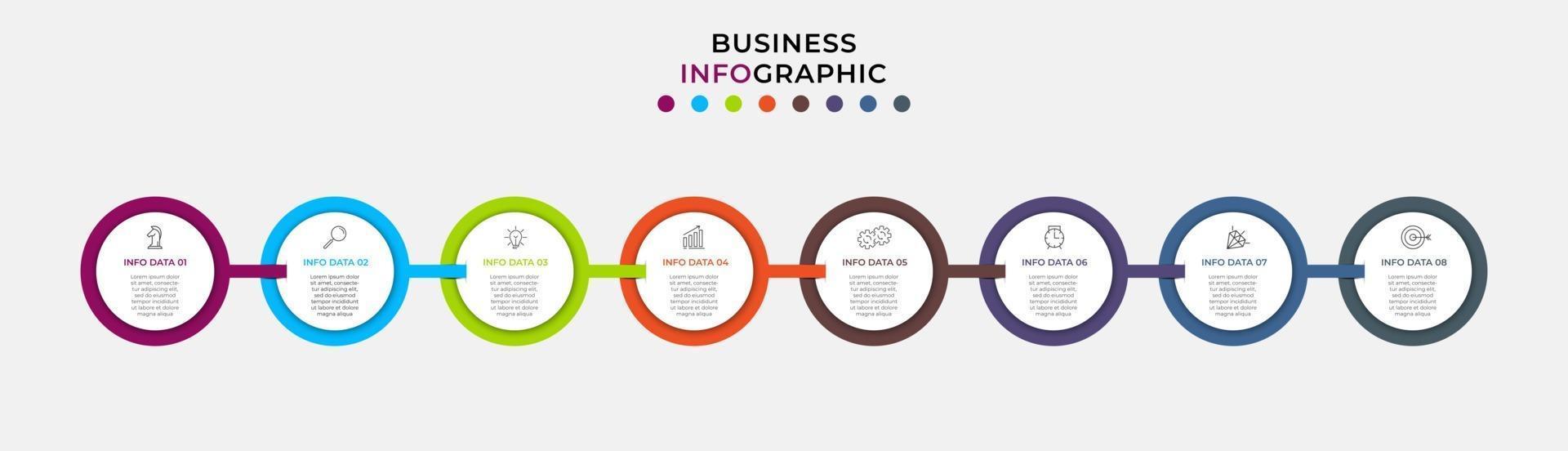 Infografik-Design-Business-Vorlage mit Symbolen und 8 Optionen oder Schritten vektor