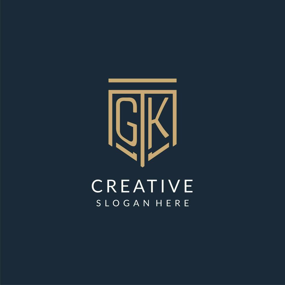 Initiale gk Schild Logo Monoline Stil, modern und Luxus Monogramm Logo Design vektor