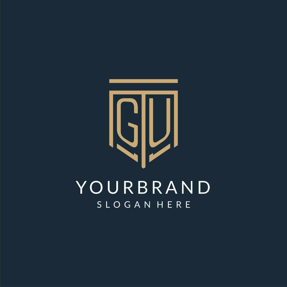 Initiale gu Schild Logo Monoline Stil, modern und Luxus Monogramm Logo Design vektor
