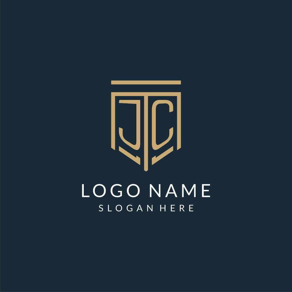 Initiale jc Schild Logo Monoline Stil, modern und Luxus Monogramm Logo Design vektor